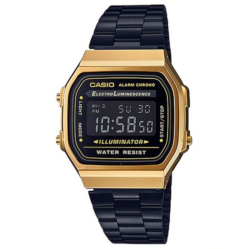 Relógio Unissex Cassio A168WEGB-1BDF - PRETO/DOURADO