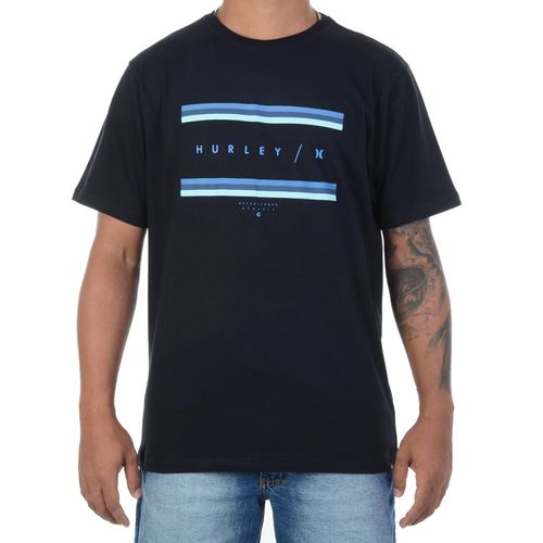 Camiseta Masculina Hurley Stripes - PRETO / P