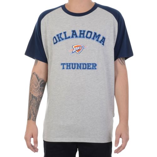 Camiseta NBA Oklahoma City Thunder Cinza Mescla e Azul - MESCLA / G