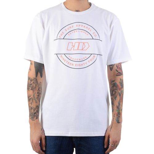Camiseta Masculina HD Estampada Círculo Listra - CREME / P