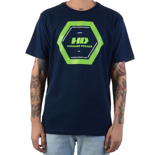 Camiseta Hd Estampada Hexagonal - MARINHO / M