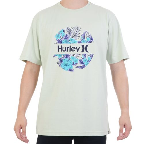 Camiseta Masculina Hurley Logo Flores - VERDE / P