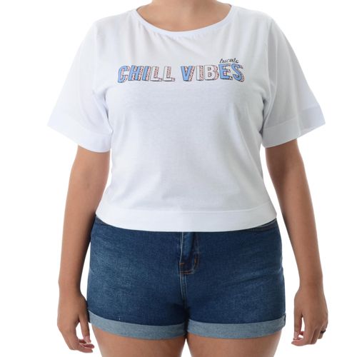 Blusa Tricats Baby Look Chill - BRANCO / P