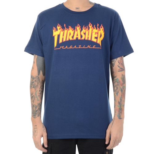 Camiseta Thrasher Magazine Fire - MARINHO / G