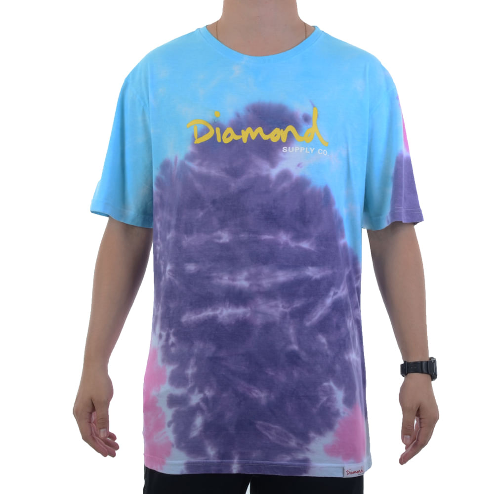 Camiseta Diamond OG Script Tie Dye Purple