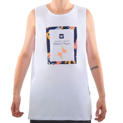 Camiseta Masculina Regata Hang Loose Squarefish - BRANCO / P