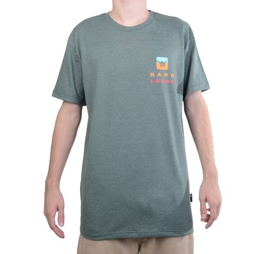 Camiseta Masculina Hang Loose Sunset 2.0 - MESCLA OLIVA / P