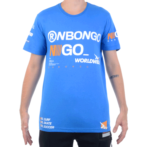 Camiseta Masculina Onbongo Big Letter World - AZUL / P