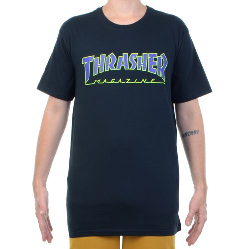 Camiseta Masculina Thrasher Outline Style - PRETO / M