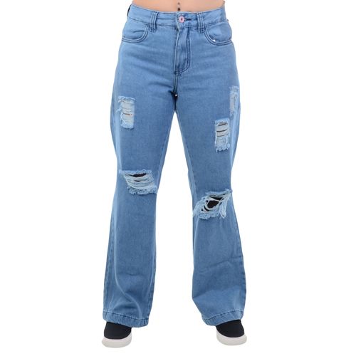 Calça Feminina Tricats Jeans Over - AZUL / 38