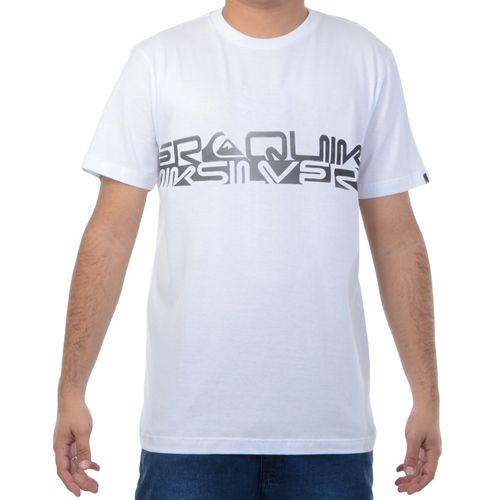 Camiseta Masculina Quiksilver Word Block Logo - BRANCO / P