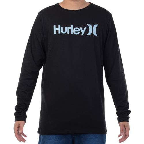 Camiseta Masculina Hurley Manga Longa O & O Solid - PRETO / P