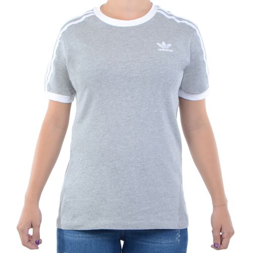 Camiseta Feminina Adidas Stripes Tee Comfy - CINZA / P