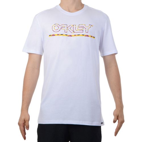 Camiseta Masculina Oakley Camo Logo - BRANCO / P
