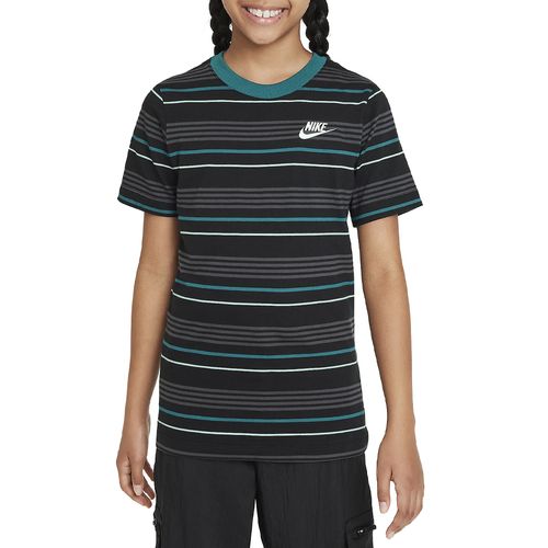 Camiseta-Juvenil-Nike-Sportswear-Tee-Listrada-Black-Geode-Teal-PRETO