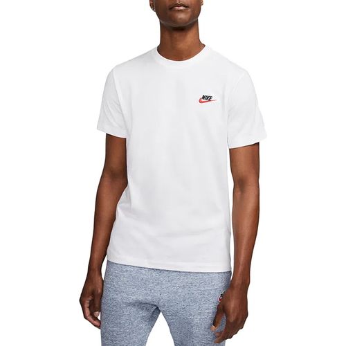 Camiseta-Masculina-Nike-Sportswear-Club-White-Black-Red-BRANCO