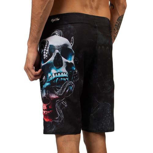 Bermuda-Agua-Masculina-Okdok-Boardshorts-Skull-and-Snaker-PRETO